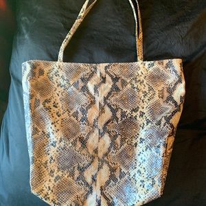Saks Fifth Avenue faux snake skin tote